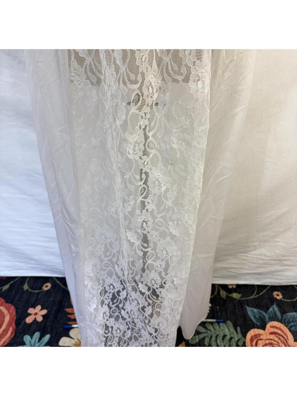 White lace nylon lingerie gown by Jill Andrea vintage 70s - Picture 3 of 6